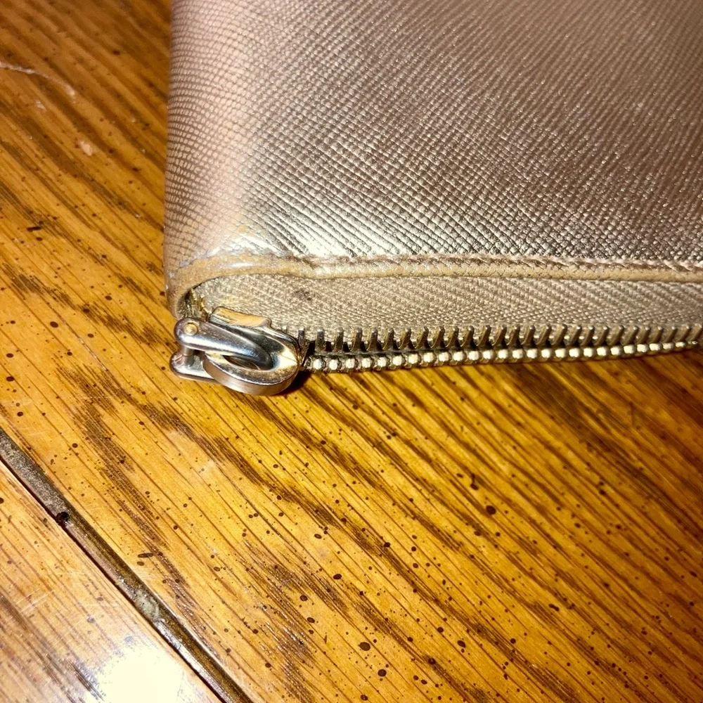 PRADA Vintage Saffiano Leather Zip Around Long Wallet - Gold